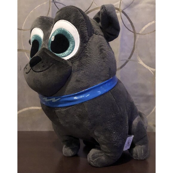 Disney Puppy Dog Pals Bingo Plush 10" Gray Pug Stuffed Animal Toy Blue Collar - Picture 7 of 10